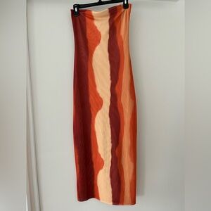 Vibrant Red and Orange Maxi Dress